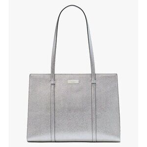New Kate Spade Kenzie Metallic Large Tote Lunar Light